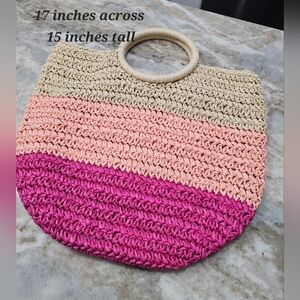 Talbots Pink and Tan Woven Tote